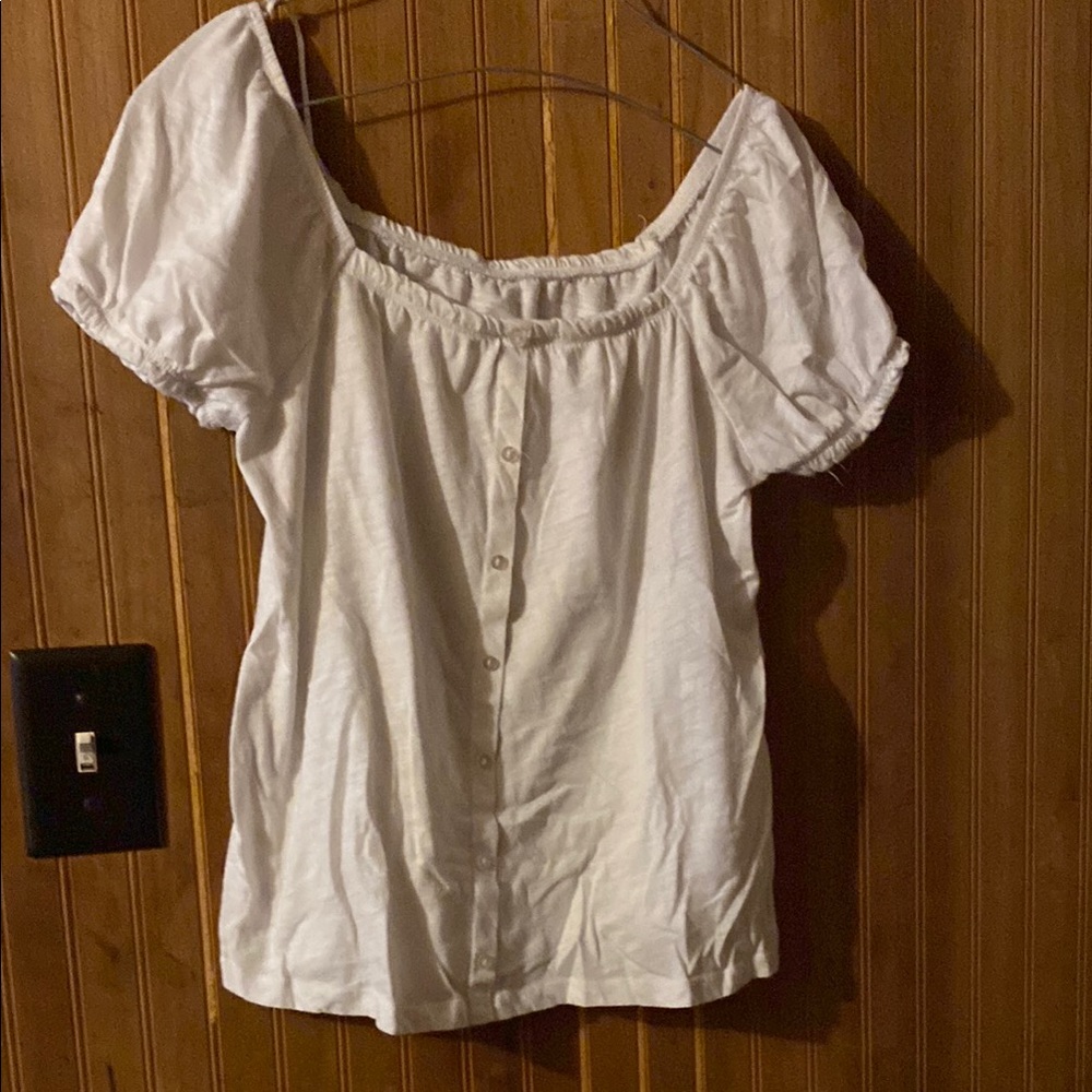 White Off the Shoulder Puff Sleeve Blouse